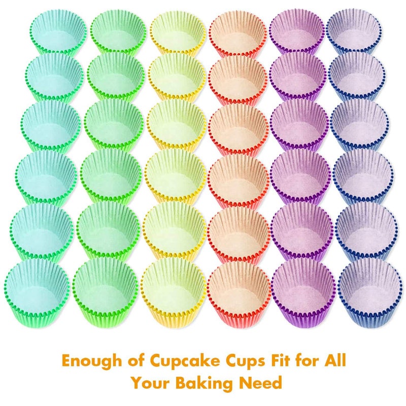 Selizo 600 Pcs Cupcake Liners Cupcake Wrappers Cupcake Paper Baking Cups for Cake Balls, Muffins, Cupcakes and Candies, Assorted Bright Colors - Image 3
